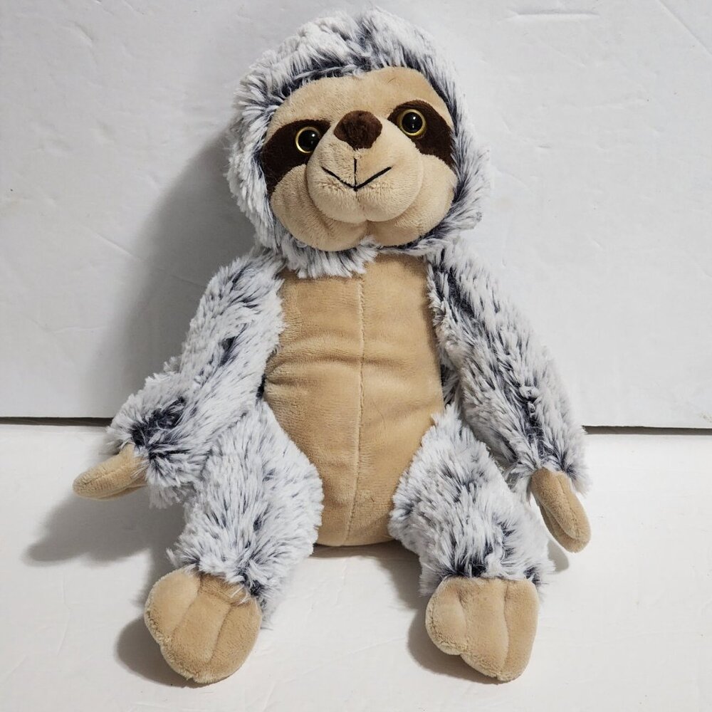 Petting Zoo Sloth Plush‎ Gray & Brown 2019 Stuffed Animal Toy Bean Bag 12"
